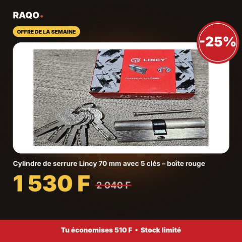 Cylindre de serrure Lincy 70 mm avec 5 clés – boîte rouge - RAQO