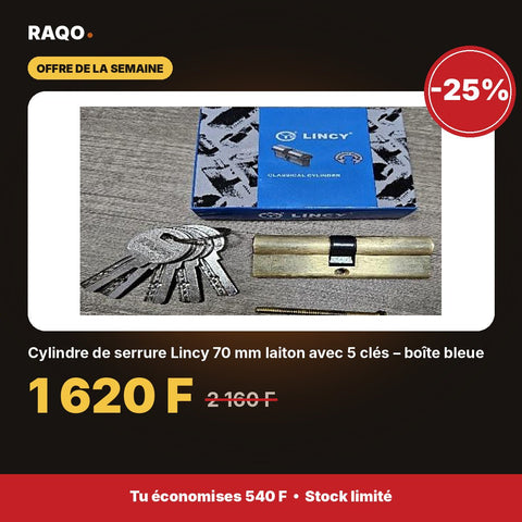 Cylindre de serrure Lincy 70 mm laiton avec 5 clés – boîte bleue - RAQO