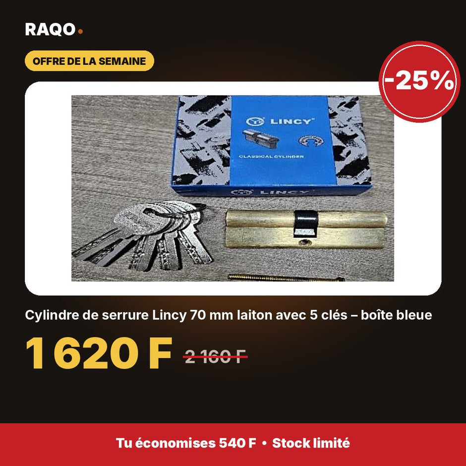 Cylindre de serrure Lincy 70 mm laiton avec 5 clés – boîte bleue - RAQO