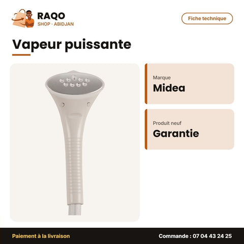 Défroisseur Midea – Repassage Souple – Grande Reserve D'eau – Chauff. Rapide | YGJ18DB - RAQO