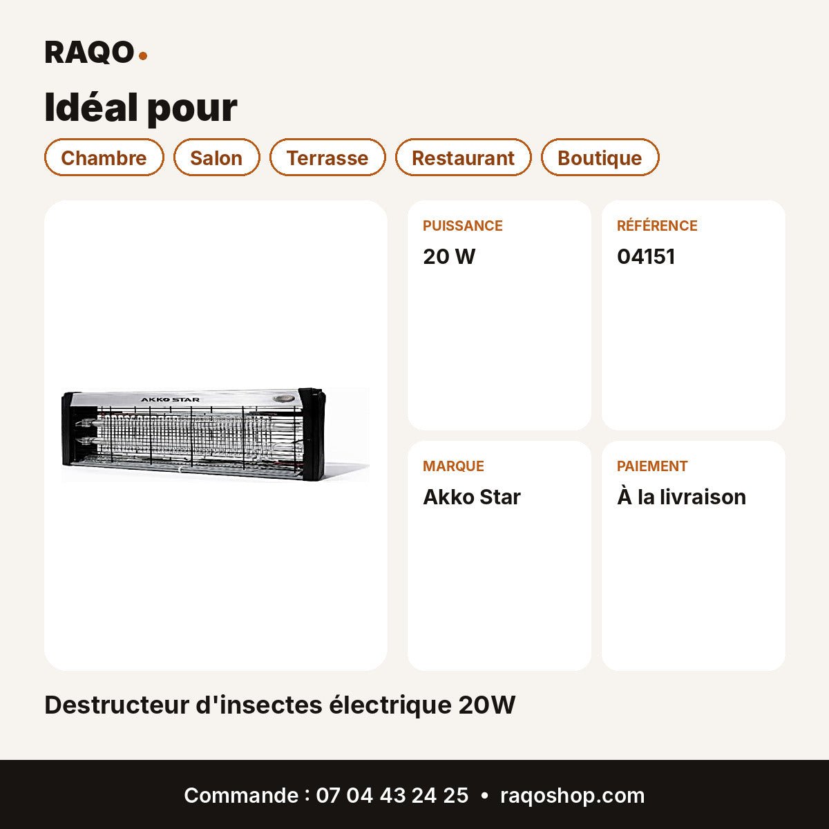 Destructeur d'insectes électrique 20W | Akko Star - RAQO