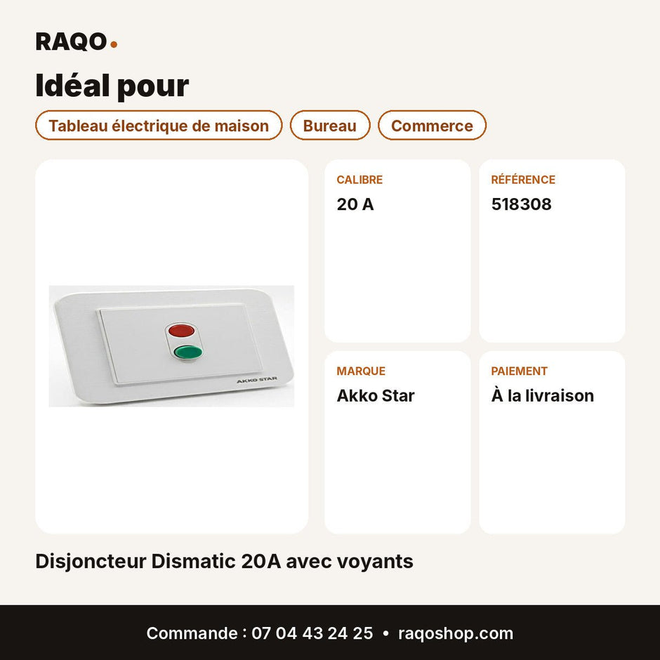 Disjoncteur Dismatic 20A avec voyants | Akko Star - RAQO