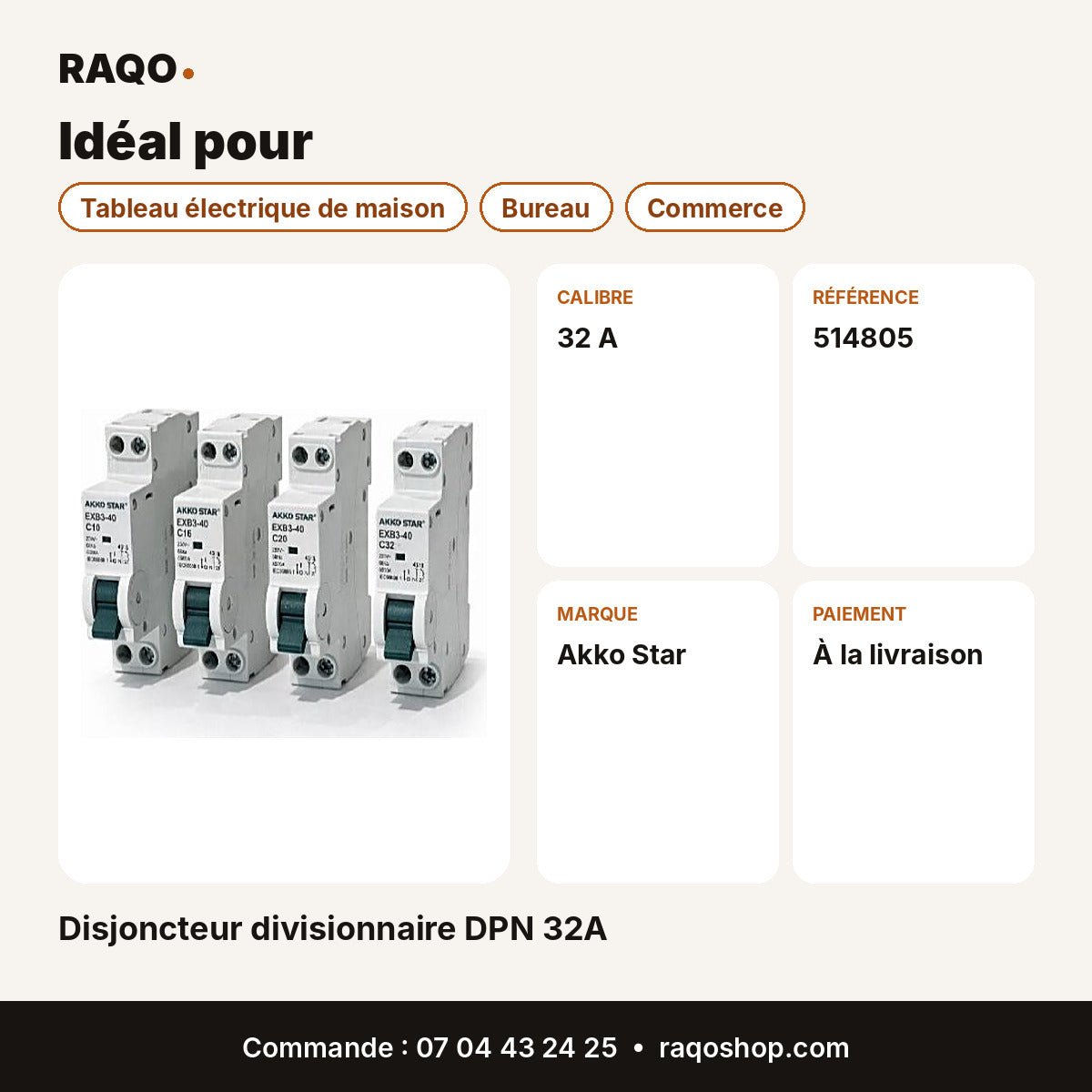 Disjoncteur divisionnaire DPN 32A | Akko Star - RAQO