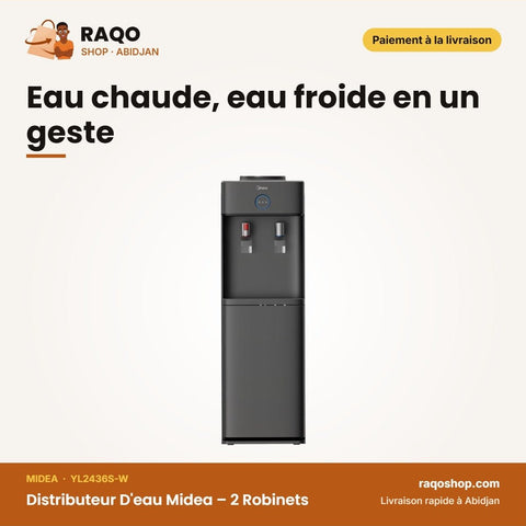 Distributeur D'eau Midea – 2 Robinets – Armoire Spacieux de 35L – Noir | YL2436S-W - RAQO