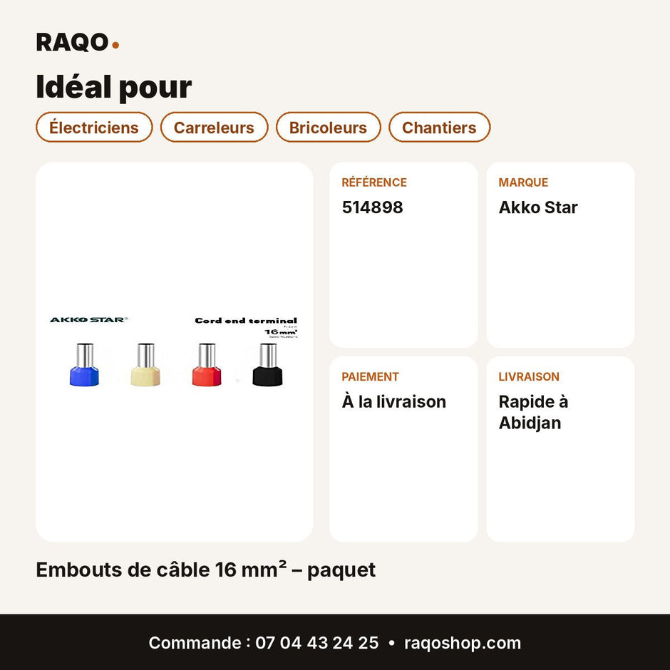 Embouts de câble 16 mm² – paquet | Akko Star - RAQO