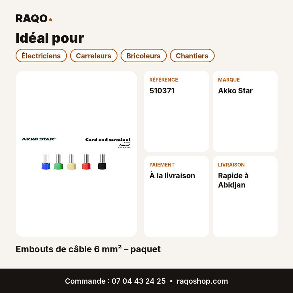 Embouts de câble 6 mm² – paquet | Akko Star - RAQO
