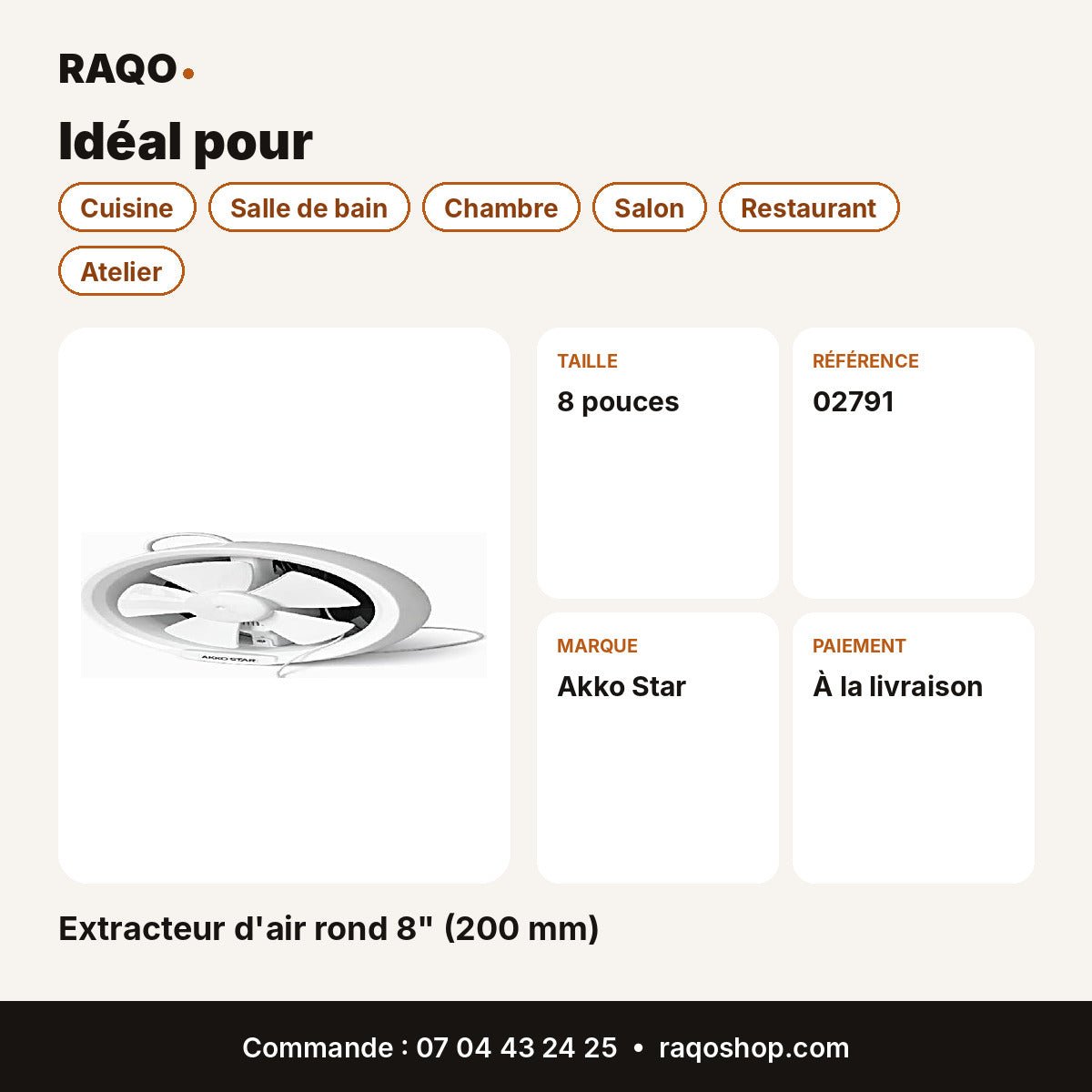 Extracteur d'air rond 8
