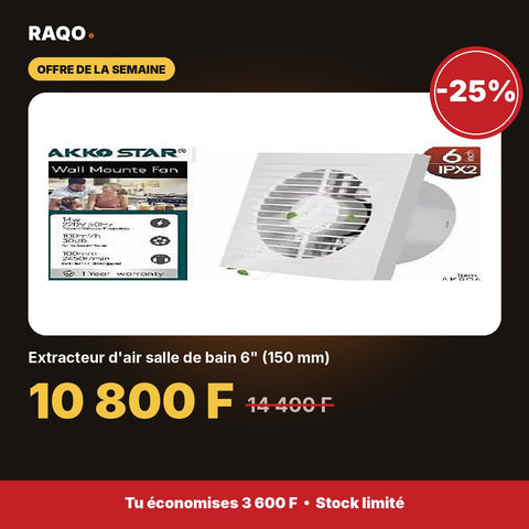 Extracteur d'air salle de bain 6" (150 mm) | Akko Star - RAQO