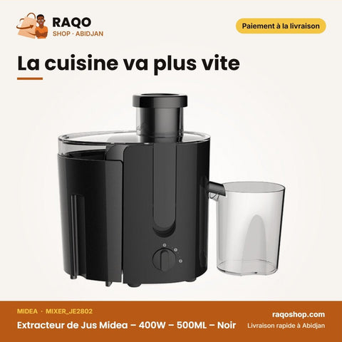 Extracteur de Jus Midea – 400W – 500ML – Noir | MIXER_JE2802 - RAQO
