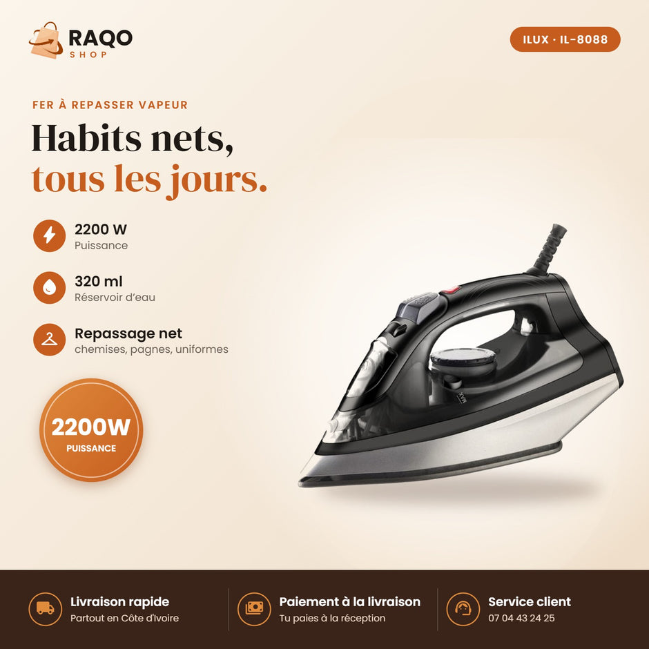 Fer à Repasser iLUX – 2200 W - RAQO