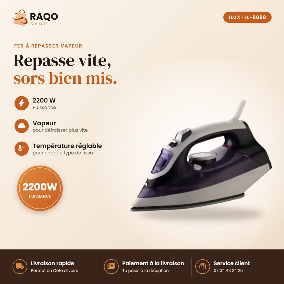 Fer à Repasser iLUX – 2200 W - RAQO