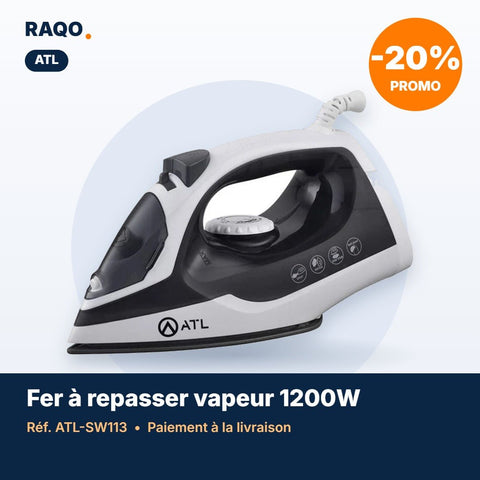 Fer à repasser vapeur ATL 1200W noir et blanc – ATL-SW113 - RAQO
