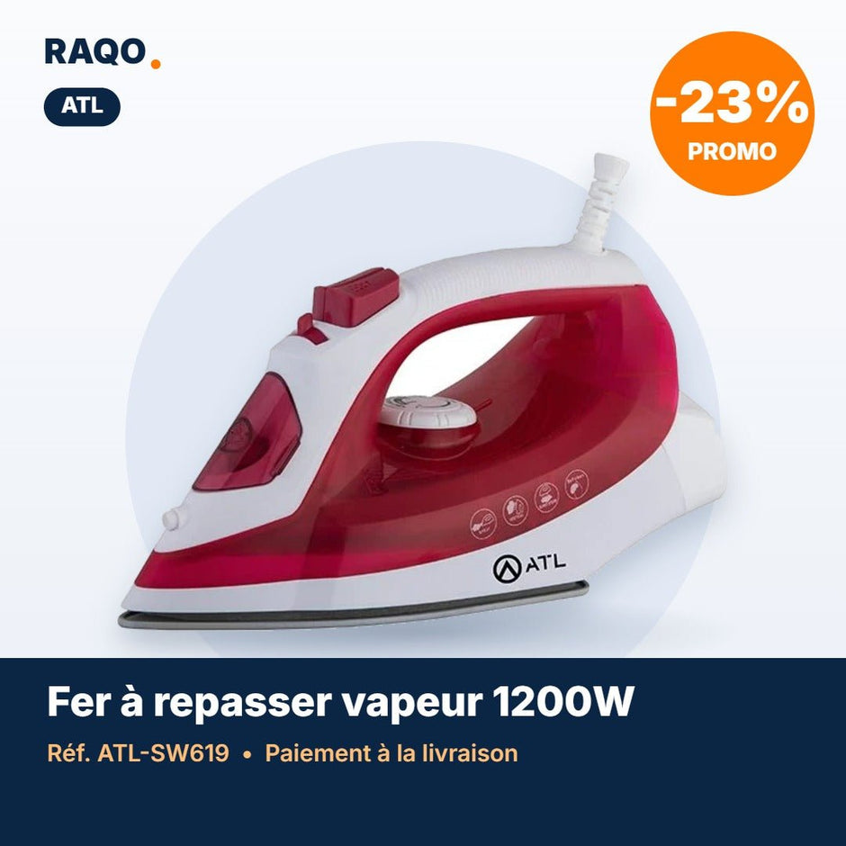 Fer à repasser vapeur ATL 1200W rouge et blanc – ATL-SW619 - RAQO