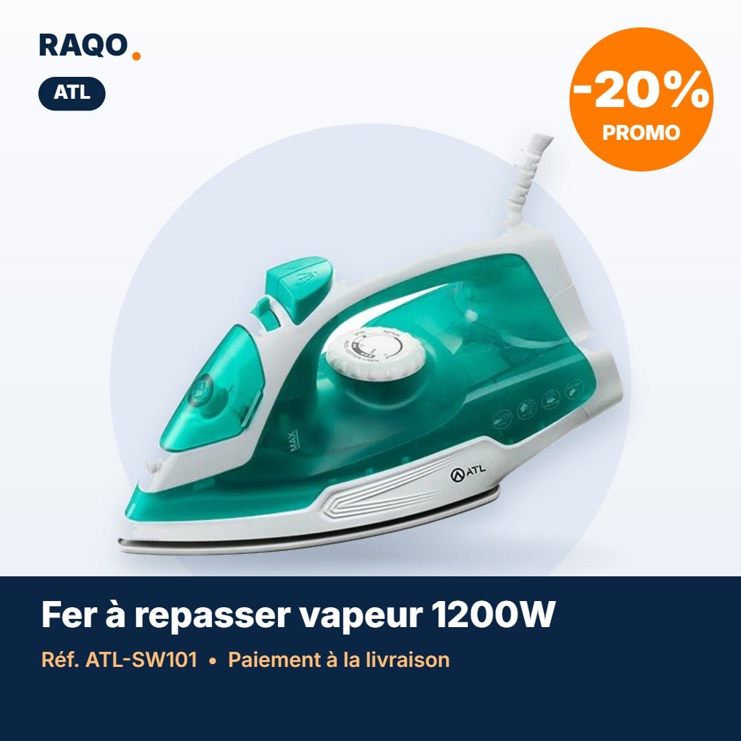 Fer à repasser vapeur ATL 1200W vert et blanc – ATL-SW101 - RAQO