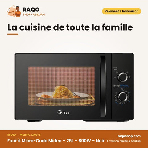 Four à Micro-Onde Midea – 25L – 800W – Noir | MM8P022KG-B - RAQO