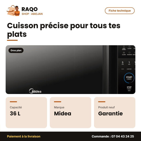 Four à Micro-Onde Midea – 36L – 6 Menus Auto. – Digital Control | EM034A2MO-B - RAQO