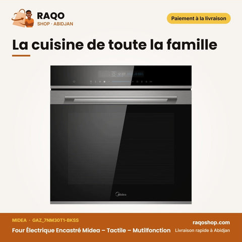 Four Électrique Encastré Midea – Tactile – Mutilfonction – Noir-Inox | GAZ_7NM30T1-BKSS - RAQO