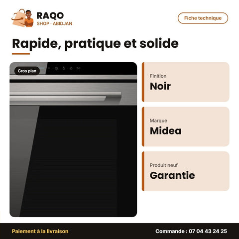Four Électrique Encastré Midea – Tactile – Mutilfonction – Noir-Inox | GAZ_7NM30T1-BKSS - RAQO