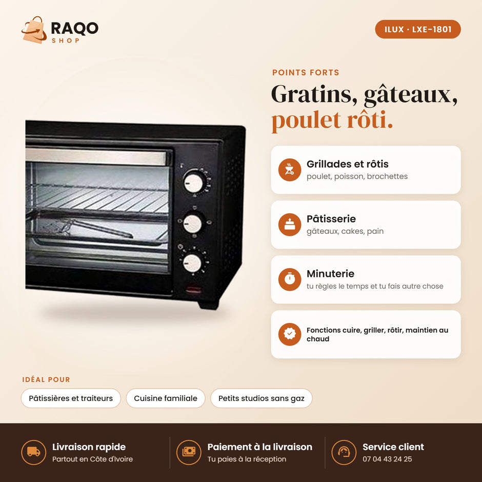 Four Électrique iLUX – 16 L - RAQO (points forts)