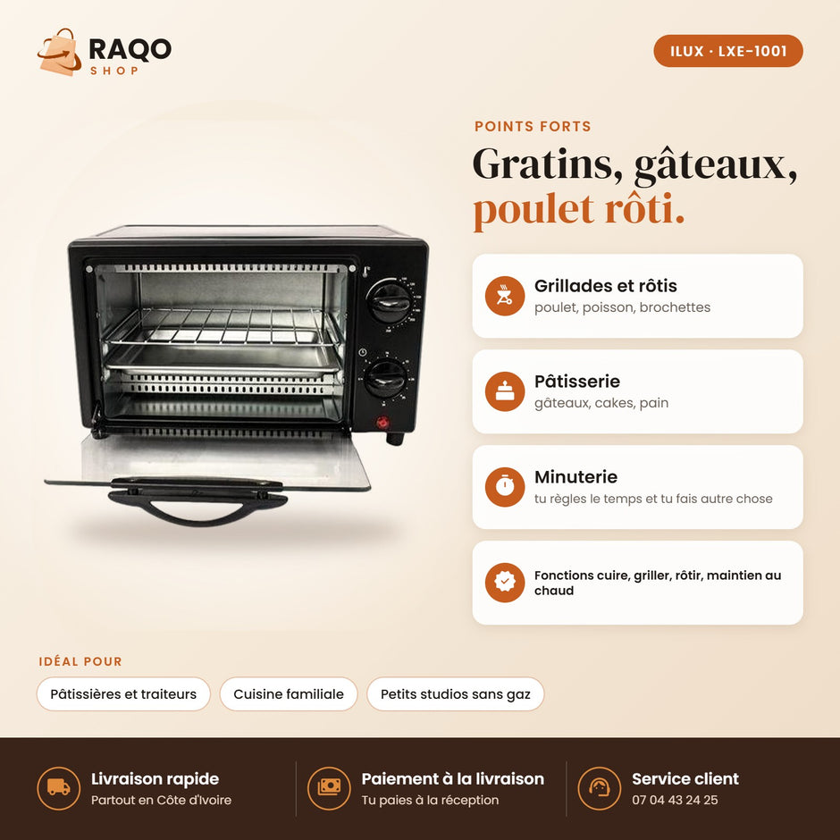 Four Électrique iLUX – 9 L - RAQO (points forts)