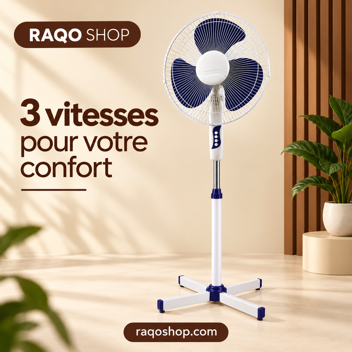 Nasco FS40-24 — RAQO Shop — 3 vitesses pour votre confort — vue trois-quarts