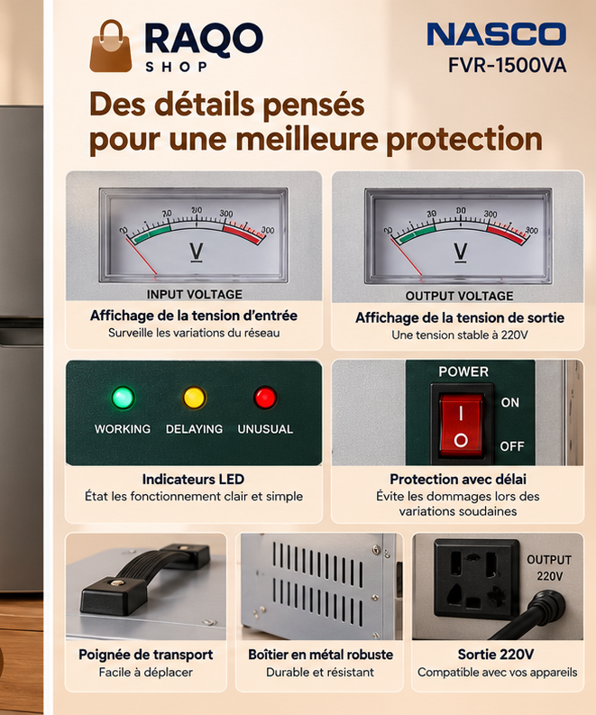 Stabilisateur Nasco FVR-1500VA - RAQO Shop