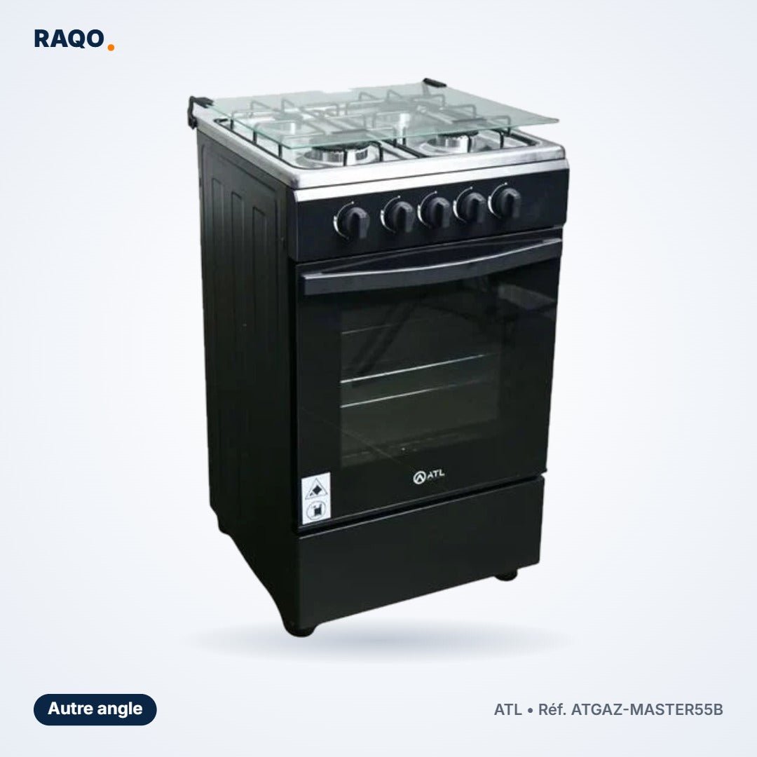 Gazinière ATL 4 feux 50×55 cm noire – ATGAZ-MASTER55B - RAQO