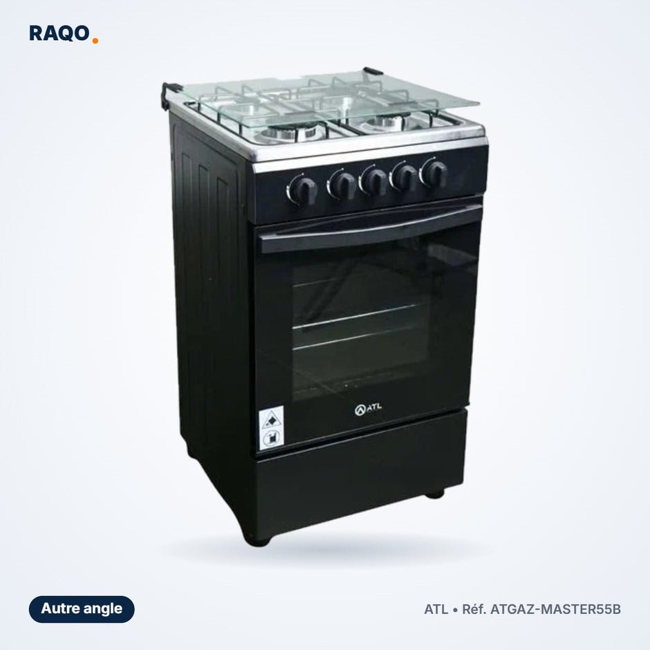 Gazinière ATL 4 feux 50×55 cm noire – ATGAZ-MASTER55B - RAQO