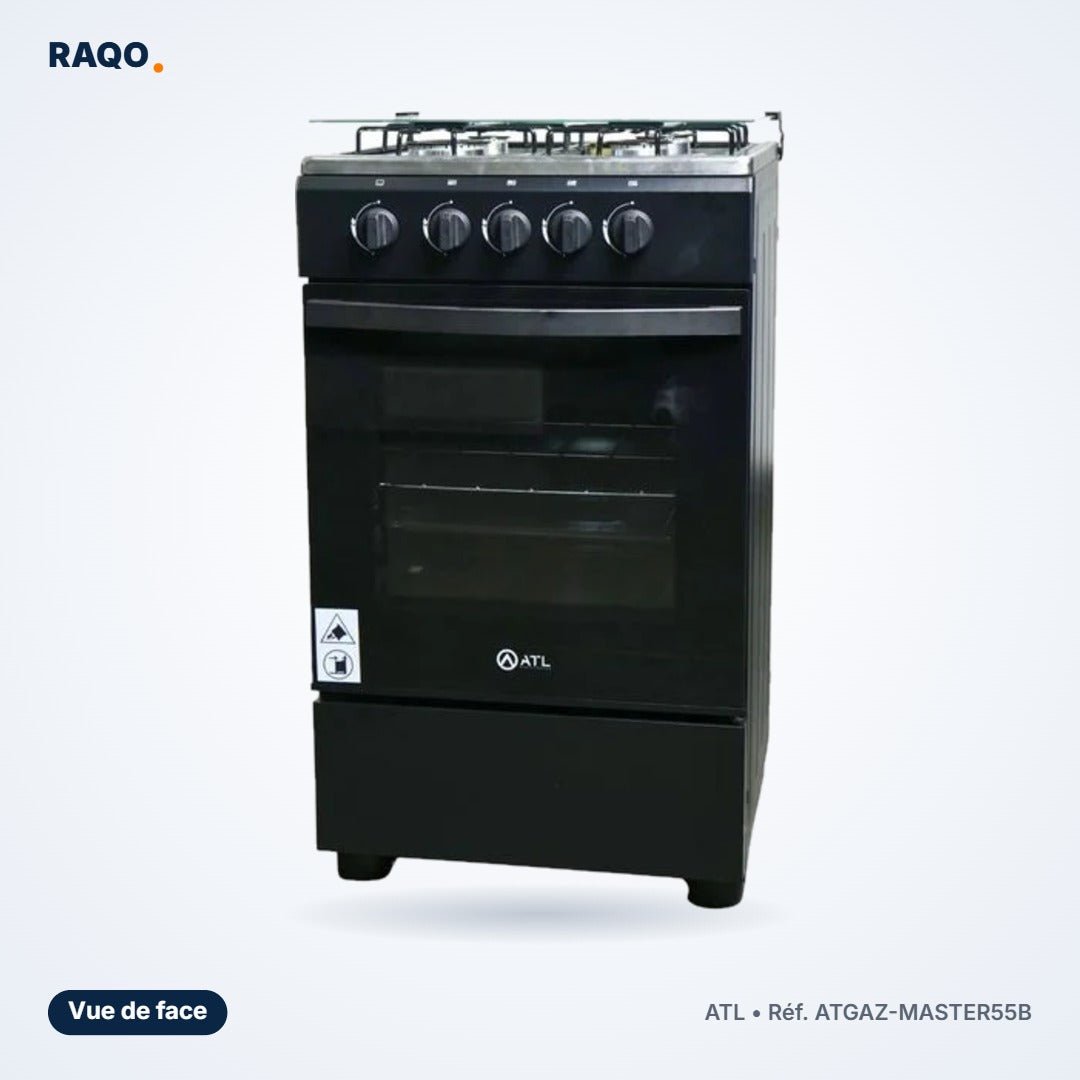 Gazinière ATL 4 feux 50×55 cm noire – ATGAZ-MASTER55B - RAQO