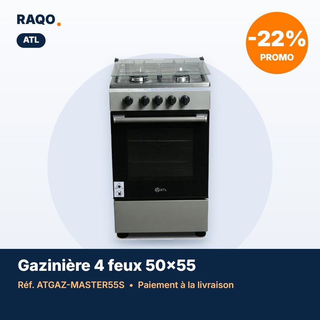 Gazinière ATL 4 feux 50×55 cm silver – ATGAZ-MASTER55S - RAQO