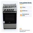 Gazinière ATL 4 feux 50×55 cm silver – ATGAZ-MASTER55S - RAQO
