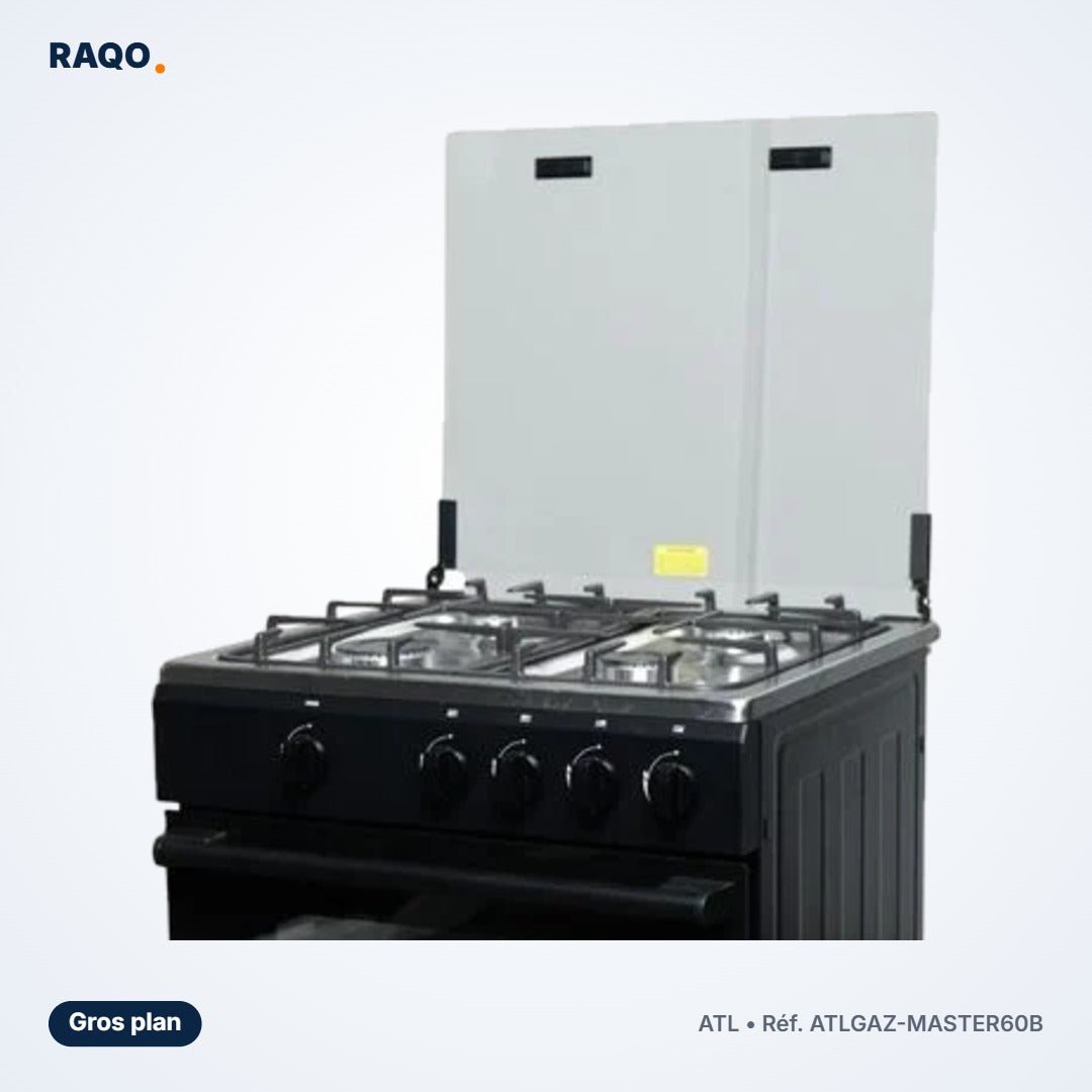 Gazinière ATL 4 feux 60×52 cm noire – ATLGAZ-MASTER60B - RAQO
