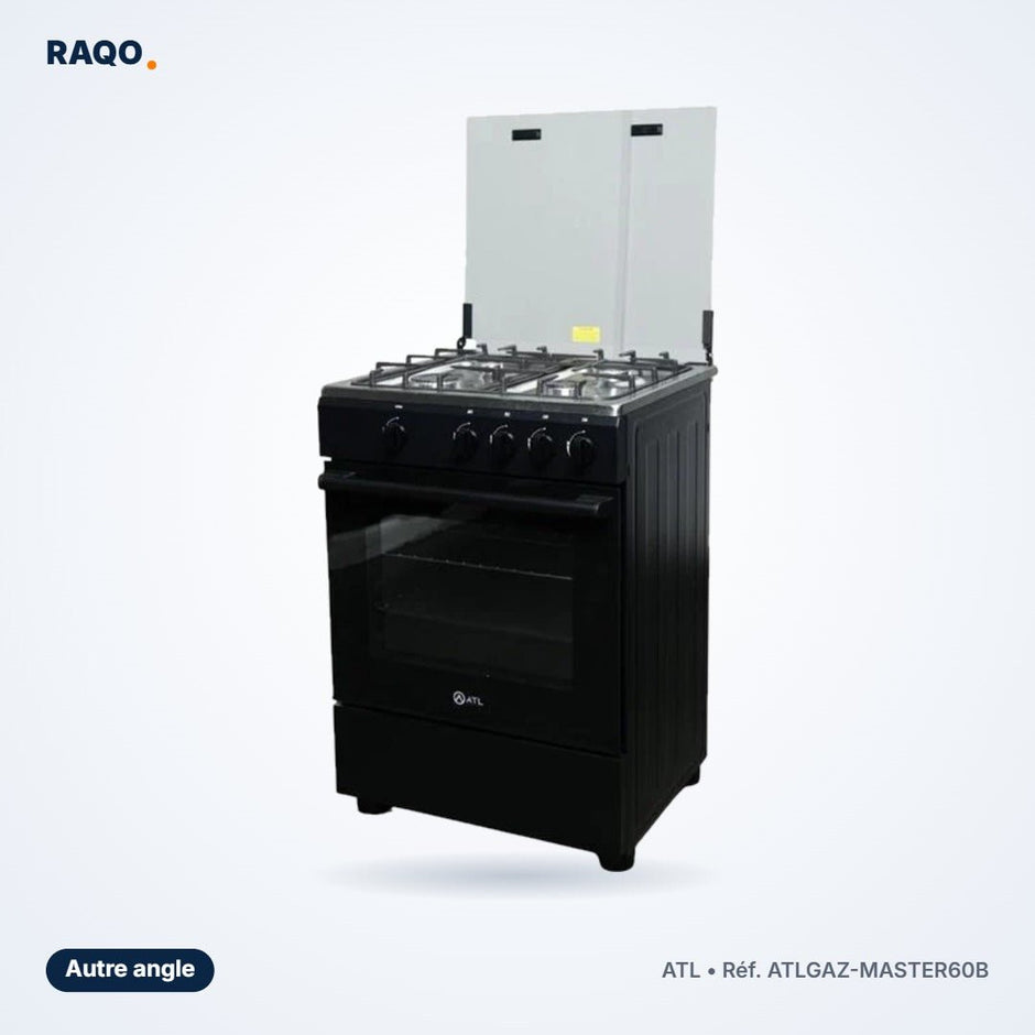 Gazinière ATL 4 feux 60×52 cm noire – ATLGAZ-MASTER60B - RAQO