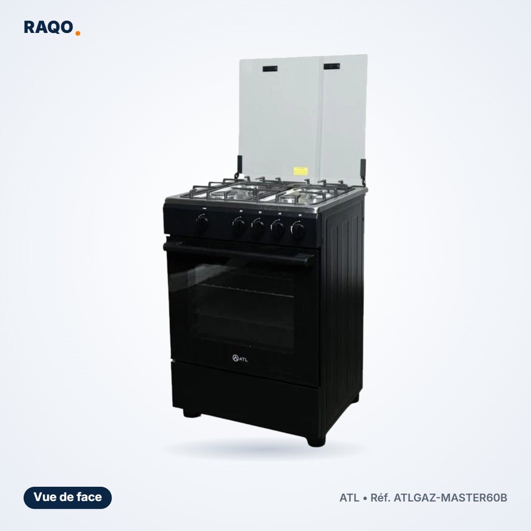 Gazinière ATL 4 feux 60×52 cm noire – ATLGAZ-MASTER60B - RAQO