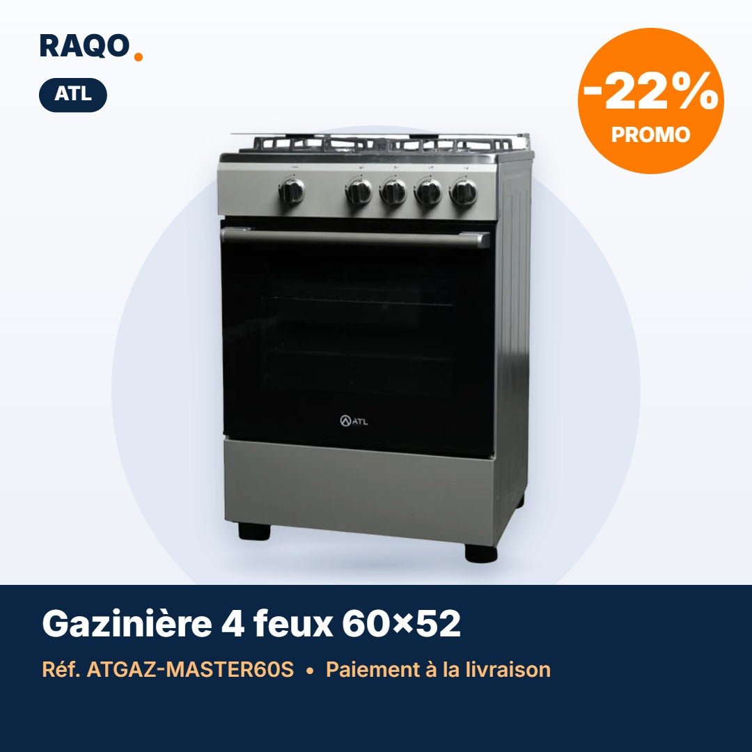 Gazinière ATL 4 feux 60×52 cm silver – ATGAZ-MASTER60S - RAQO