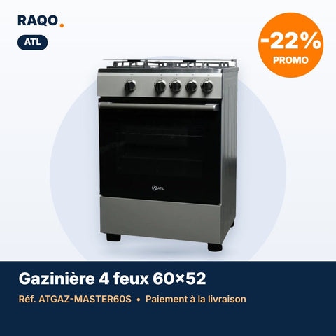 Gazinière ATL 4 feux 60×52 cm silver – ATGAZ-MASTER60S - RAQO