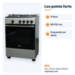 Gazinière ATL 4 feux 60×52 cm silver – ATGAZ-MASTER60S - RAQO