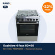 Gazinière ATL 4 feux 60×60 cm inox avec four et tournebroche – ATLGAZ-PRESTIGE60S - RAQO