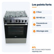 Gazinière ATL 4 feux 60×60 cm inox avec four et tournebroche – ATLGAZ-PRESTIGE60S - RAQO