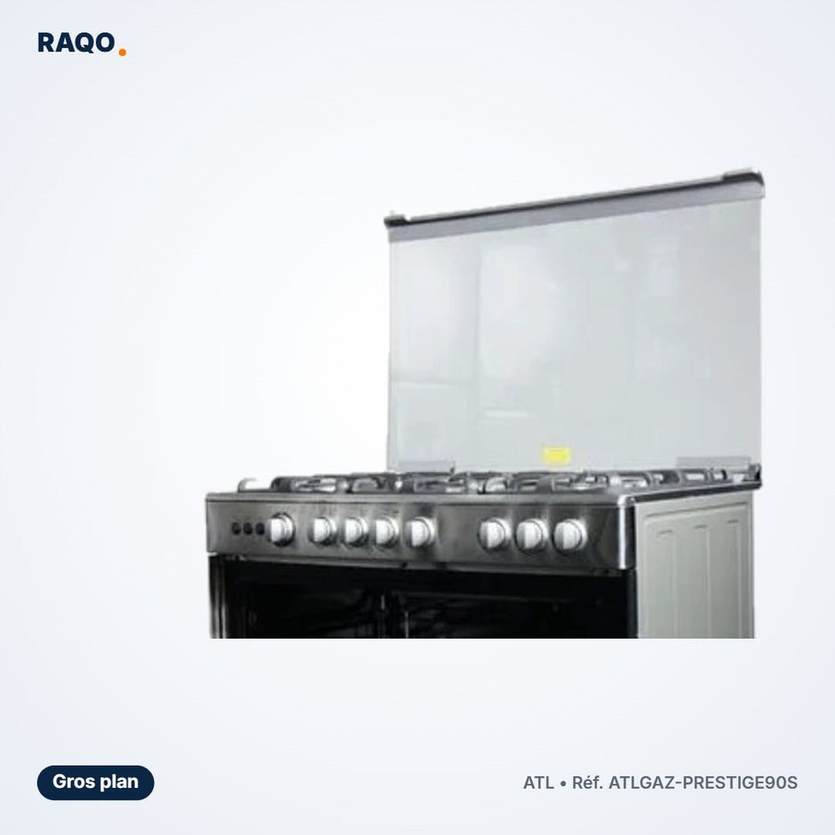 Gazinière ATL 5 feux 90×60 cm inox avec four et tournebroche – ATLGAZ-PRESTIGE90S - RAQO