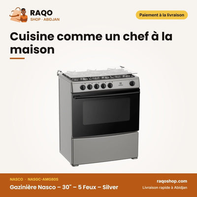 Gazinière Nasco – 30'' – 5 Feux – Silver | NASGC-AMG80S