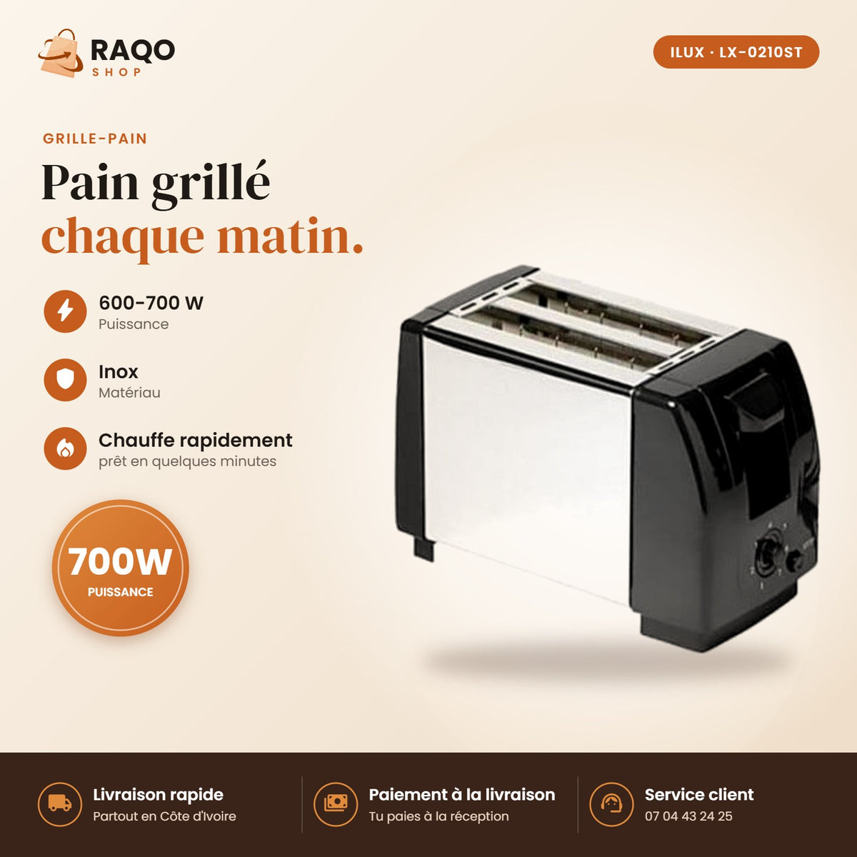 Grille-pain iLUX – 700 W - RAQO