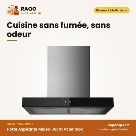 Hotte Aspirante Midea 60cm Acier Inox | GAZ_60M77 - RAQO
