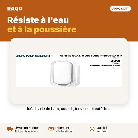 Hublot LED étanche ovale blanc 20W IP65 – 3 couleurs | Akko Star - RAQO