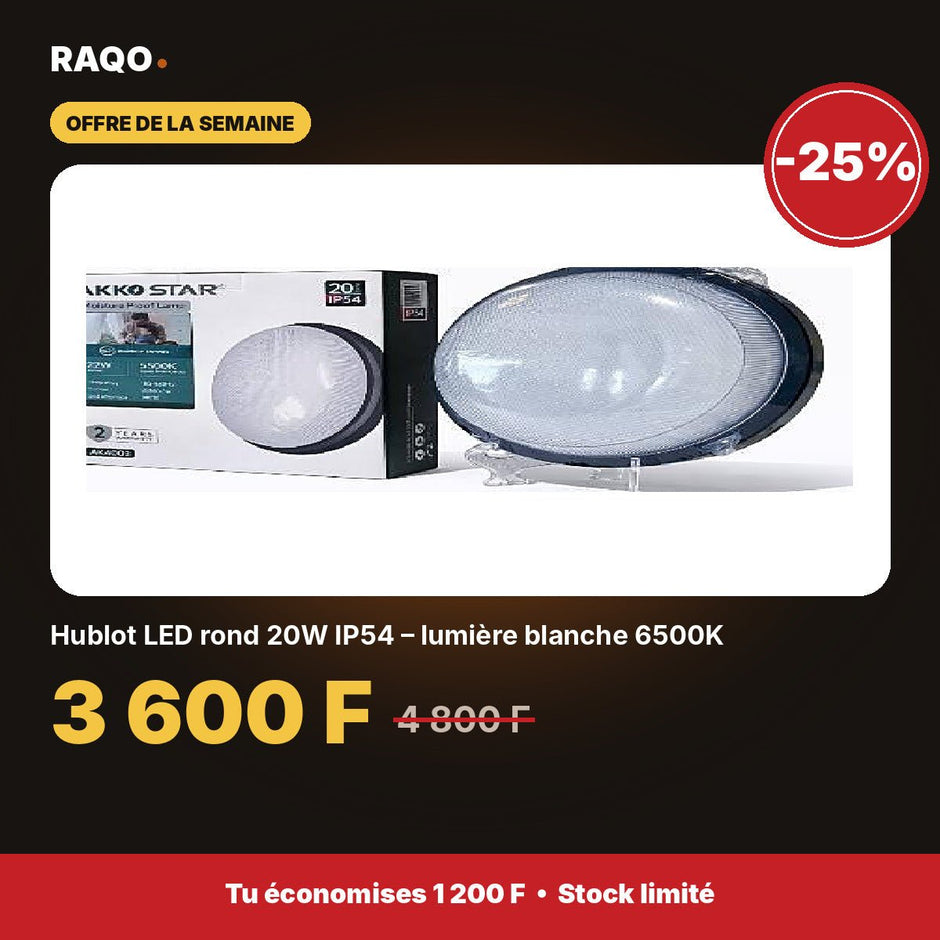Hublot LED rond 20W IP54 – lumière blanche 6500K | Akko Star - RAQO