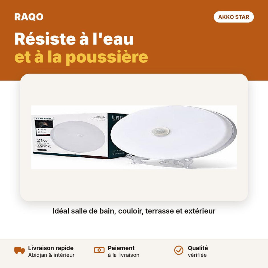 Hublot LED rond 21W avec détecteur de mouvement – 6500K | Akko Star - RAQO