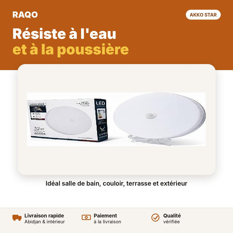Hublot LED rond 32W avec détecteur de mouvement – 6500K | Akko Star - RAQO