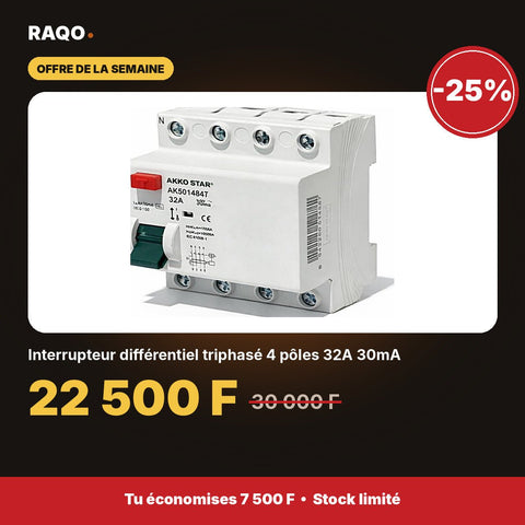 Interrupteur différentiel triphasé 4 pôles 32A 30mA | Akko Star - RAQO