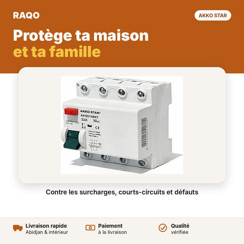 Interrupteur différentiel triphasé 4 pôles 32A 30mA | Akko Star - RAQO