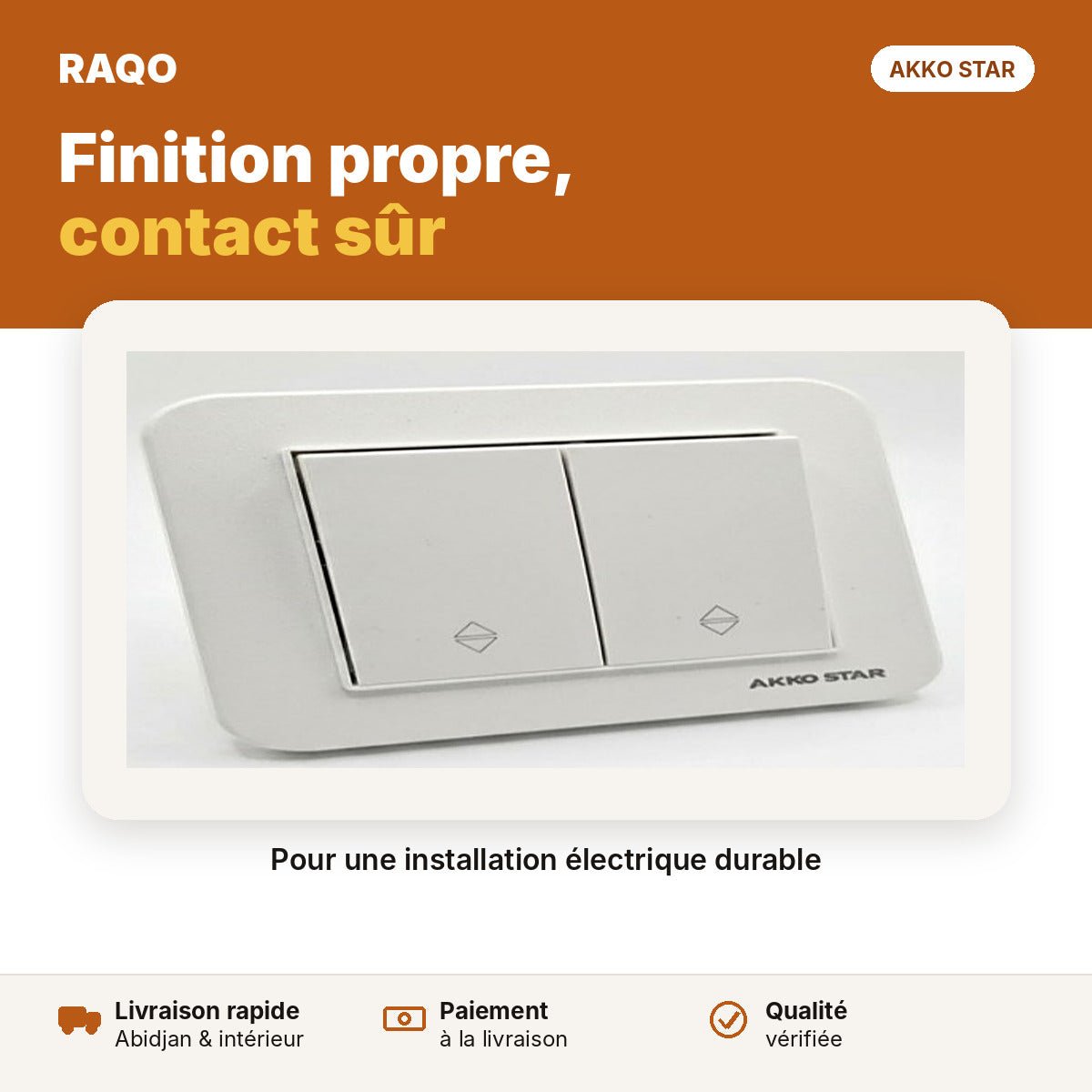 Interrupteur double va-et-vient encastrable | Akko Star - RAQO